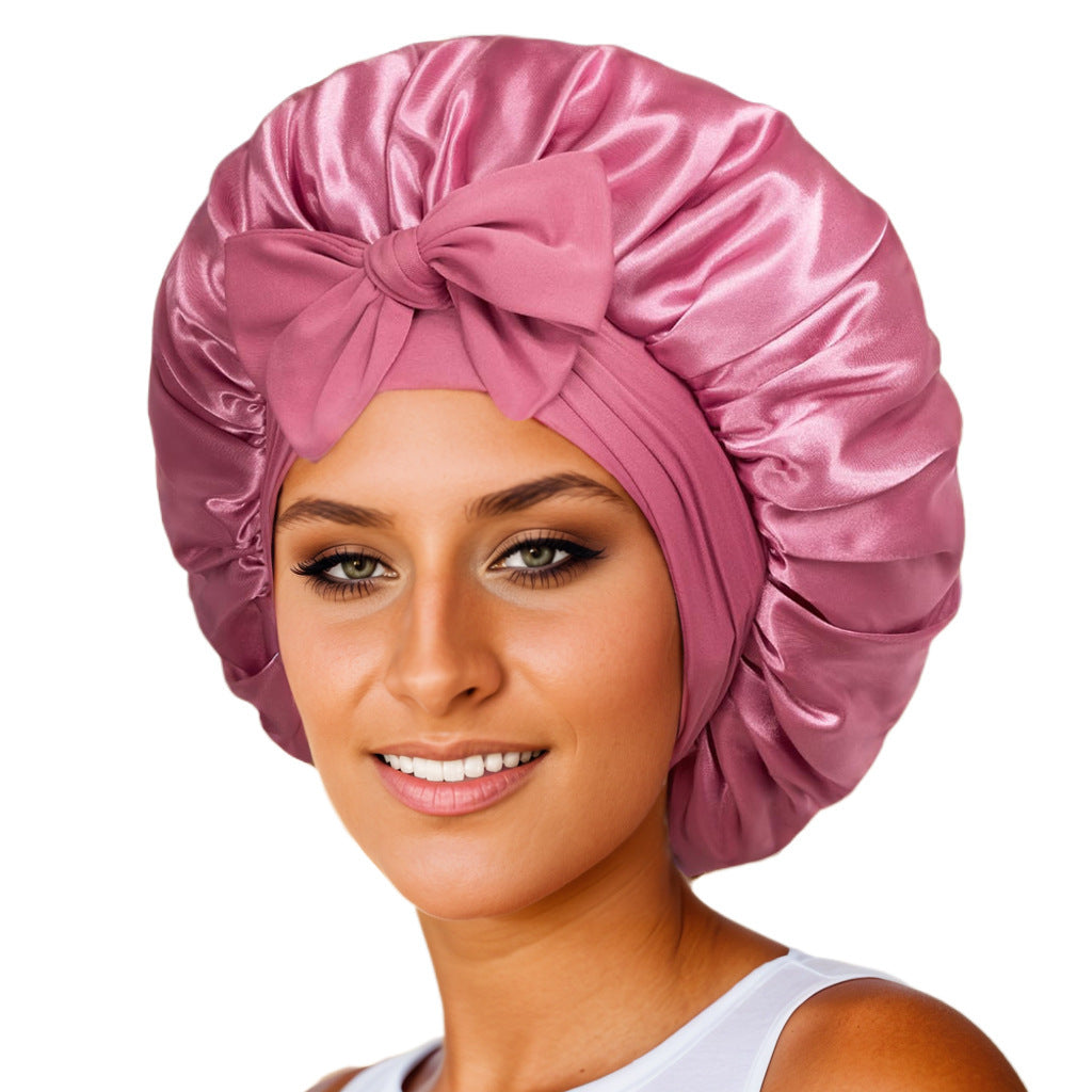 New Satin Queen Sleep Bonnet – Tie-On Night Cap for Wigs, Curls, Long & Wild Hair 0 enika193 Dark Cameo Brown