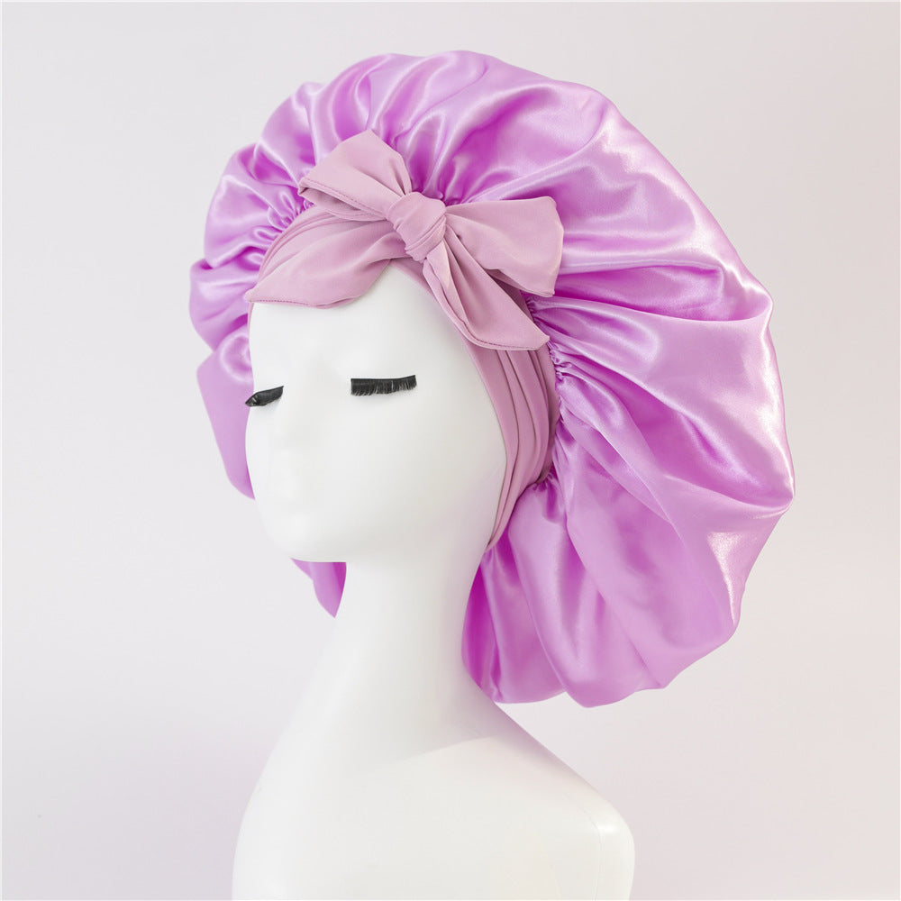 New Satin Queen Sleep Bonnet – Tie-On Night Cap for Wigs, Curls, Long & Wild Hair 0 enika193 Violet