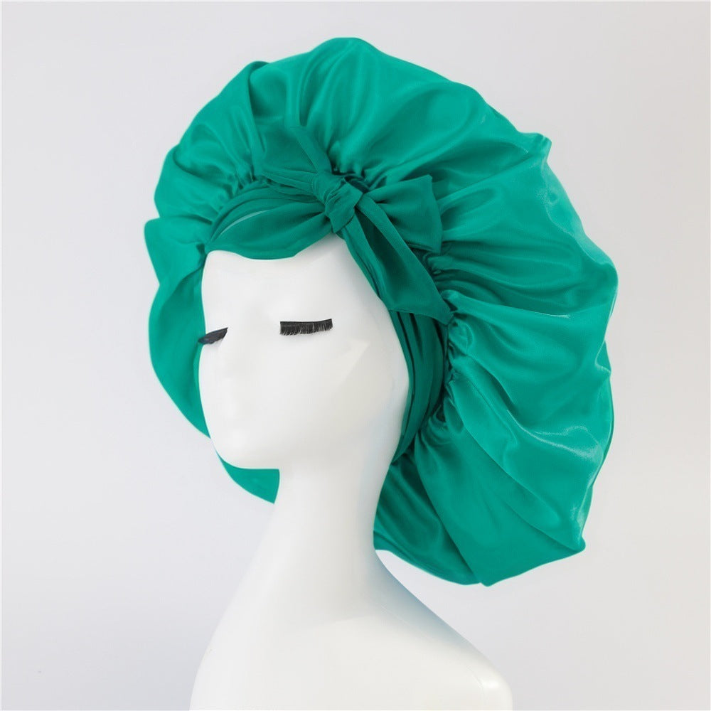 New Satin Queen Sleep Bonnet – Tie-On Night Cap for Wigs, Curls, Long & Wild Hair 0 enika193 Green