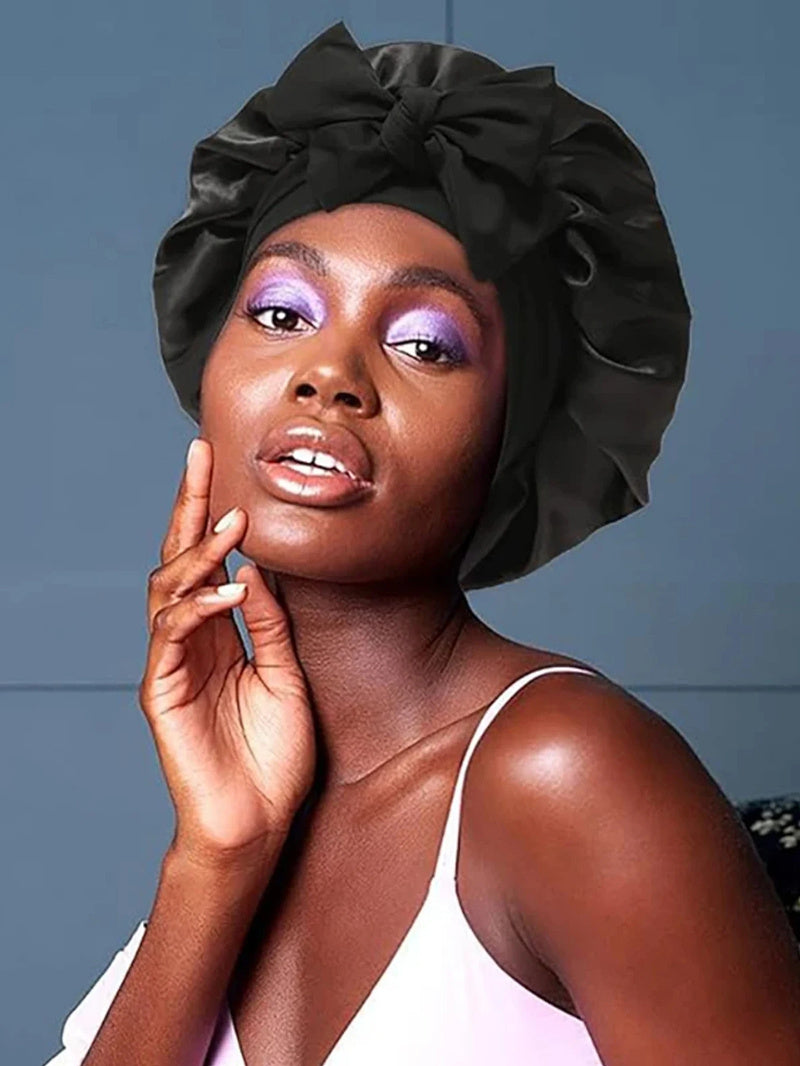 New Satin Queen Sleep Bonnet – Tie-On Night Cap for Wigs, Curls, Long & Wild Hair 0 enika193